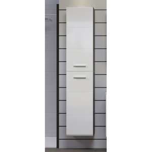 Reus Tall Wall Hung Gloss Storage Cabinet In Smokey Silver - UK
