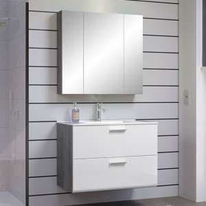 Reus Wall Hung Gloss Bathroom Furniture Set 2 In Smokey Silver