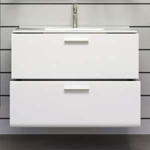 Reus Wall Hung Gloss Vanity Unit With 2 Drawers In Smokey Silver - UK