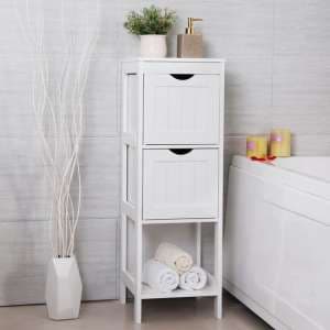 Revere Wooden 2 Drawers Bathroom Storage Cabinet In White - UK
