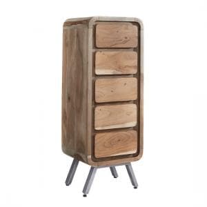 Reverso Wooden Tall Chest Of Drawers In Reclaimed Wood And Iron - UK