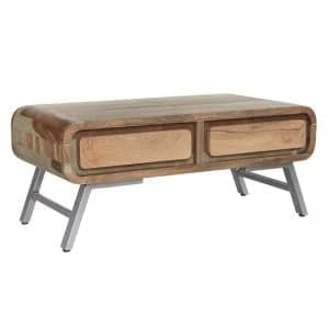 Reverso Wooden Coffee Table In Reclaimed Wood And Iron