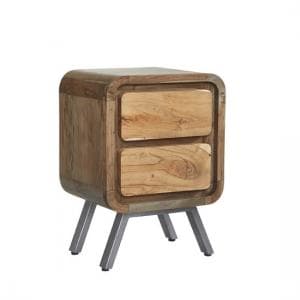 Reverso Wooden Lamp Table In Reclaimed Wood And Iron