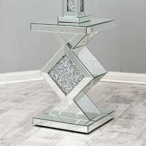 Reyn Crushed Glass Lamp Table In Mirrored