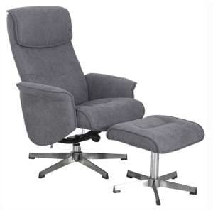 Reyna Recliner Chair With Footstool In Grey