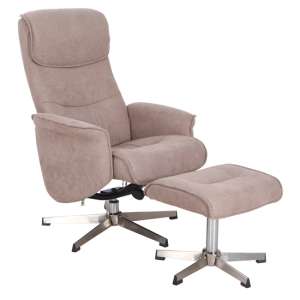 Reyna Recliner Chair With Footstool In Sand