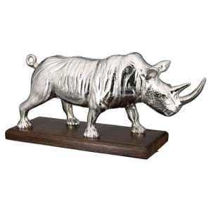 Rhino Aluminium Sculpture In Antique Silver And Dark Brown - UK