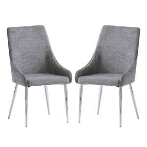 Reece Ash Fabric Dining Chairs With Chrome Legs In Pair - UK