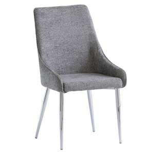 Reece Fabric Dining Chair In Ash With Chrome Legs - UK
