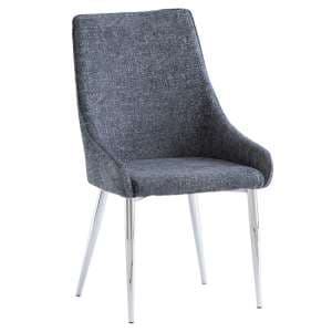 Reece Fabric Dining Chair In Deep Blue With Chrome Legs - UK