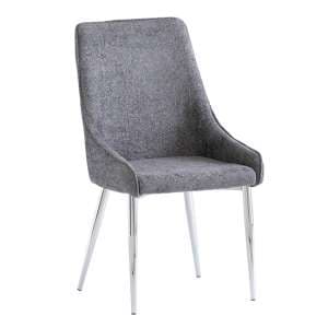 Reece Fabric Dining Chair In Graphite With Chrome Legs - UK