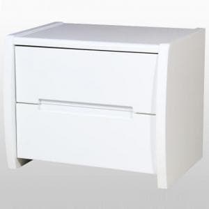 Tamsin Bedside Cabinet In White High Gloss With 2 Drawers