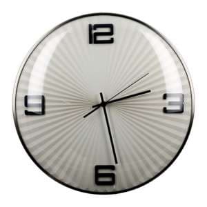 Ribbed Glass Wall Clock With Black And Silver Metal Frame