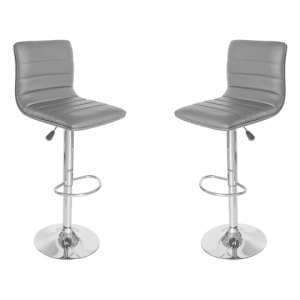 Ribble Grey Leather Bar Stool In Pair