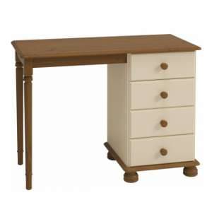 Richland Wooden Dressing Table With 4 Drawers In Cream And Pine