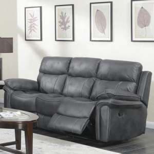 Richmond Fabric 3 Seater Recliner Sofa In Charcoal Grey - UK