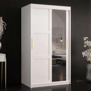 Rieti II Mirrored Wardrobe 2 Sliding Doors 100cm In White - UK