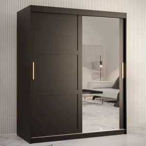Rieti II Mirrored Wardrobe 2 Sliding Doors 150cm In Black - UK