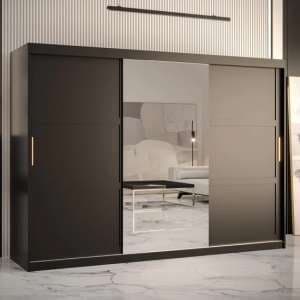 Rieti II Mirrored Wardrobe 2 Sliding Doors 250cm In Black - UK