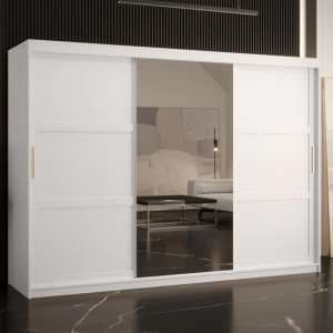 Rieti II Mirrored Wardrobe 2 Sliding Doors 250cm In White - UK