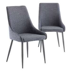 Remika Blue Fabric Dining Chairs In Pair - UK
