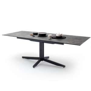 Rimini Extending Glass Dining Table In Stone Grey Effect