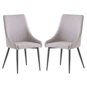 Remika Grey Fabric Dining Chair In A Pair - UK