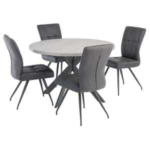Remika Grey Wooden Dining Table With 4 Kebrila Grey Chairs
