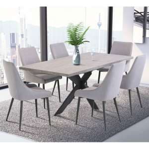 Remika Marble Effect Dining Set In Grey With 6 Remika Chairs - UK
