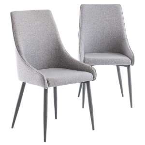 Remika Mineral Grey Fabric Dining Chairs In Pair - UK