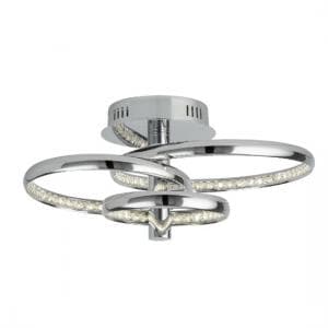 Rings Ceiling Flush Light In Chrome With Clear Crystal