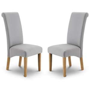 Ramos Shale Grey Linen Fabric Dining Chair In Pair - UK