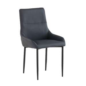 Rissa Faux Leather Dining Chair In Blue With Black Legs - UK