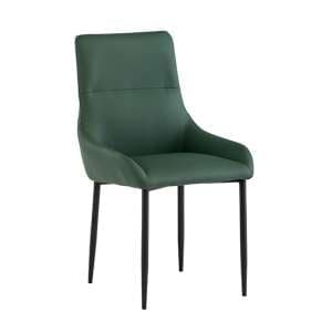 Rissa Faux Leather Dining Chair In Green With Black Legs - UK