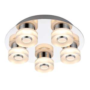 Rita LED 5 Lights Flush Ceiling Light In Chrome - UK