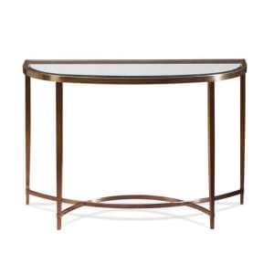 Ritz Glass Console Table In Clear And Brushed Antique Brass - UK
