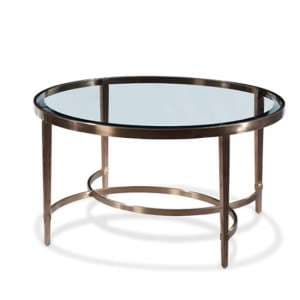 Ritz Glass Round Coffee Table In Clear And Brushed Antique Brass