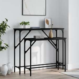Rivas Set Of 2 Wooden Console Tables In Black - UK