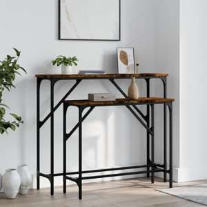 Rivas Set Of 2 Wooden Console Tables In Smoked Oak - UK