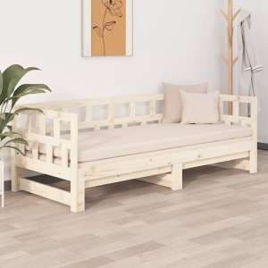 Rivas Solid Pinewood Pull-out Single Day Bed In Natural