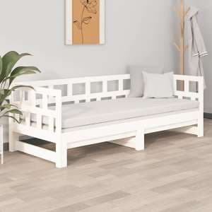 Rivas Solid Pinewood Pull-out Single Day Bed In White