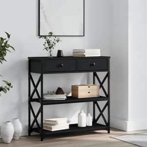 Rivas Wooden Console Table With 2 Drawers In Black - UK