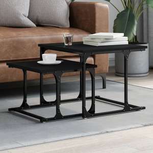 Rivas Wooden Set Of 2 Coffee Tables In Black - UK