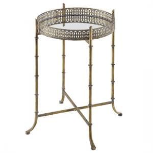 Rivera Mirrored Large Side Table Round In Gold Metal