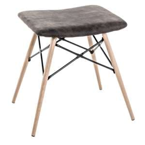 Riverhead Faux Leather Stool In Grey With Beech Legs