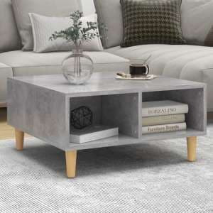 Riye Wooden Coffee Table With 2 Shelves In Concrete Effect