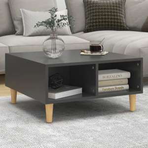 Riye Wooden Coffee Table With 2 Shelves In Grey