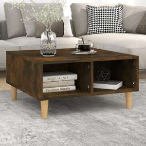 Riye Wooden Coffee Table With 2 Shelves In Smoked Oak - UK