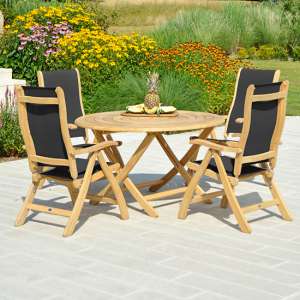 Robalt Folding 1300mm Dining Table And 4 Sling Chair In Natural