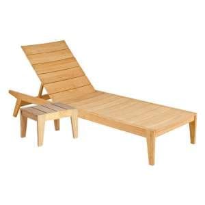 Robalt Wooden Adjustable Sun Bed With Side Table In Natural